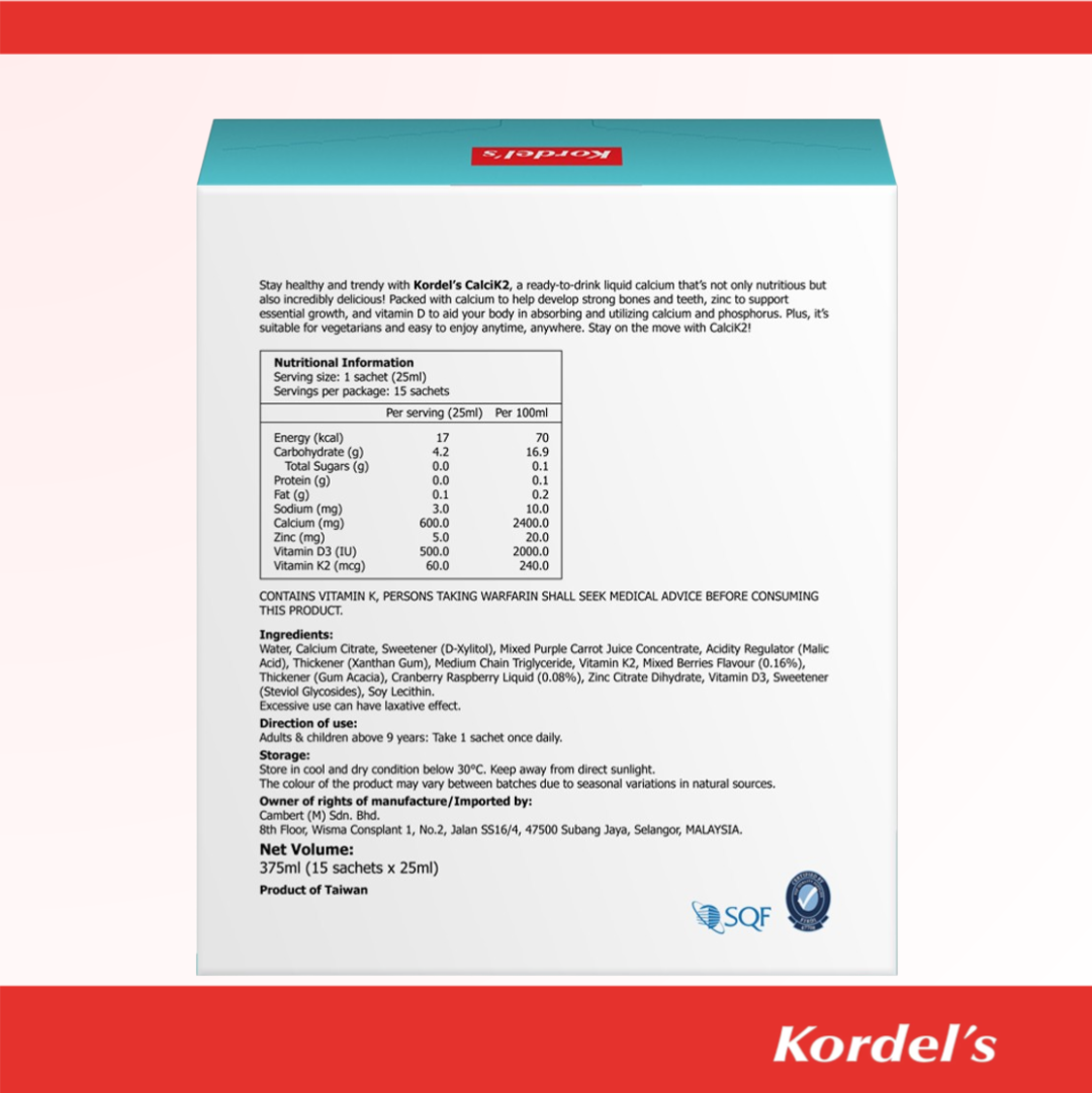 Kordel's CalciK2 Liquid Calcium sachet